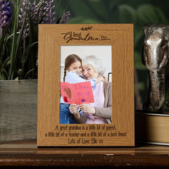 Personalised Great Grandma Sentiment Wooden Portrait Photo Frame Gift