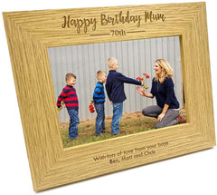 ukgiftstoreonline Personalised Happy Birthday and Title any Age Wooden Photo Frame Gift