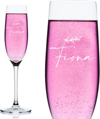 Personalised Botanical Design Name Champagne Flute Prosecco Glass Gift