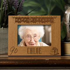 Personalised 90th Birthday Photo Frame Gift with Balloons Landscape