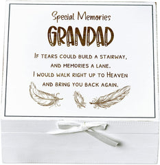 ukgiftstoreonline Grandad Remembrance Memory White Keepsake Box With Feather Design
