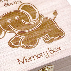 ukgiftstoreonline Personalised Elephant Design Baby Wooden Keepsake Memories Box Gift