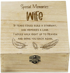 ukgiftstoreonline Wife In Loving Memory Engraved Wooden Keepsake Box Gift