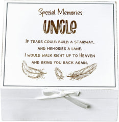 ukgiftstoreonline Uncle Remembrance Memory White Keepsake Box With Feather Design