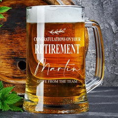 Personalised Retirement Beer Glass Tankard in Silk Lined Gift Box