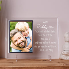 Personalised Daddy Engraved Glass Photo Frame In Lined Gift Box
