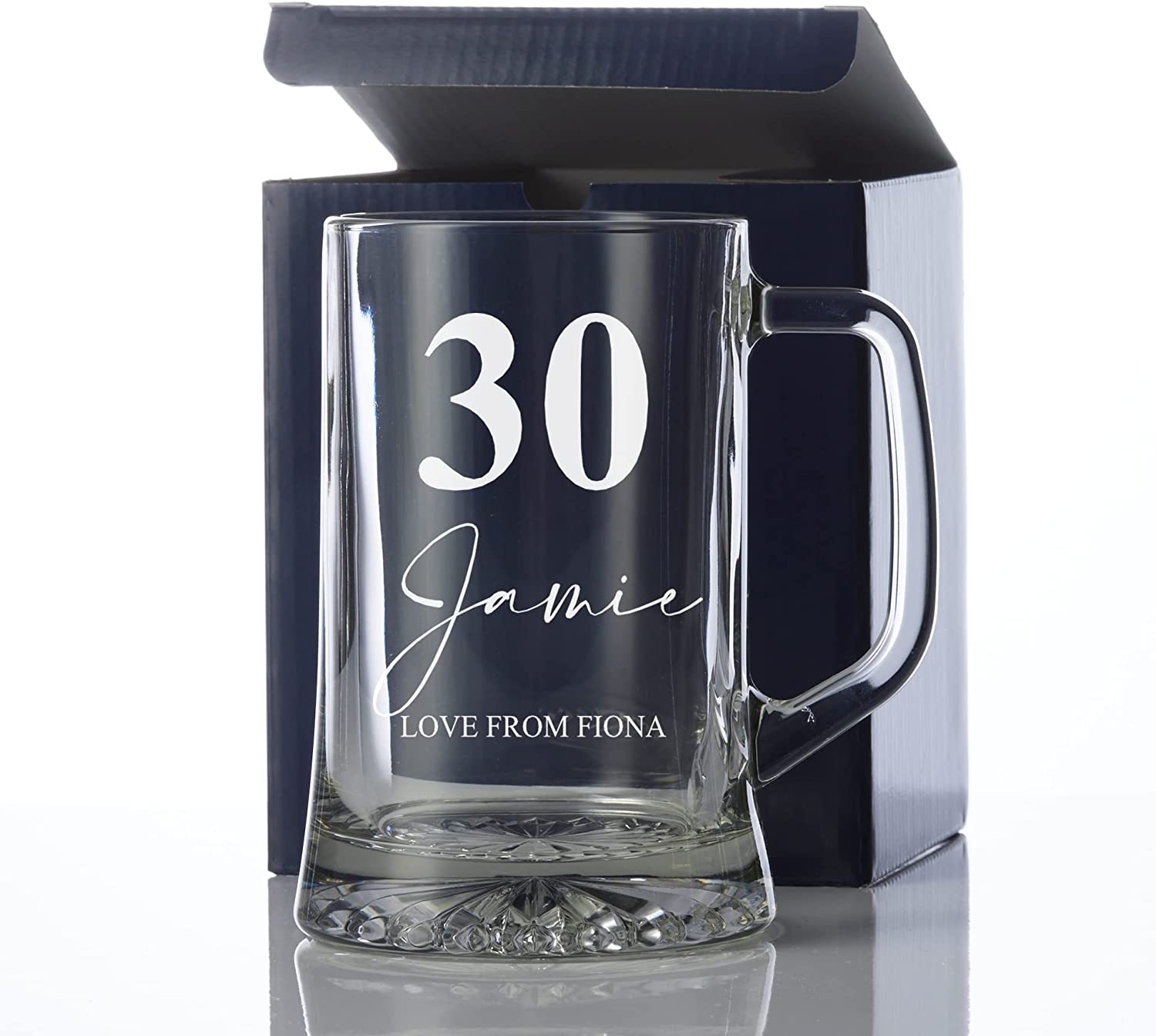 Personalised 30th Birthday Beer Glass Tankard Gift Boxed with Sentiment