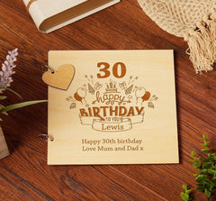 Personalised Wooden 30th Birthday Scrapbook Guest Book or Photo Album