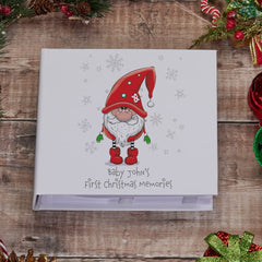 Personalised Baby's First Christmas Photo Album With Santa Gnome