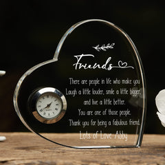 Engraved Personalised Friends Crystal Glass Clock With Sentiment