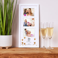 Personalised 21st Birthday Triple Photo Frame Keepsake With Presents