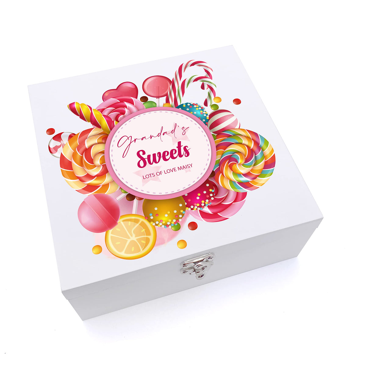 ukgiftstoreonline Personalised Grandad Large Candy Sweet Storage Wood Box Gift
