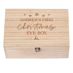 Personalised Large Wooden Baby's First Christmas Eve Box