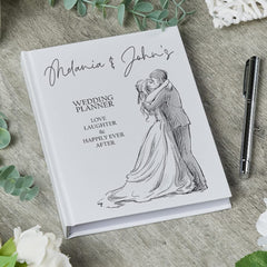 Personalised Wedding Planner Book Engagement Gift With Couple Sketch