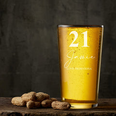 Personalised Engraved 21st Birthday Beer Perfect Pint Glass Gift