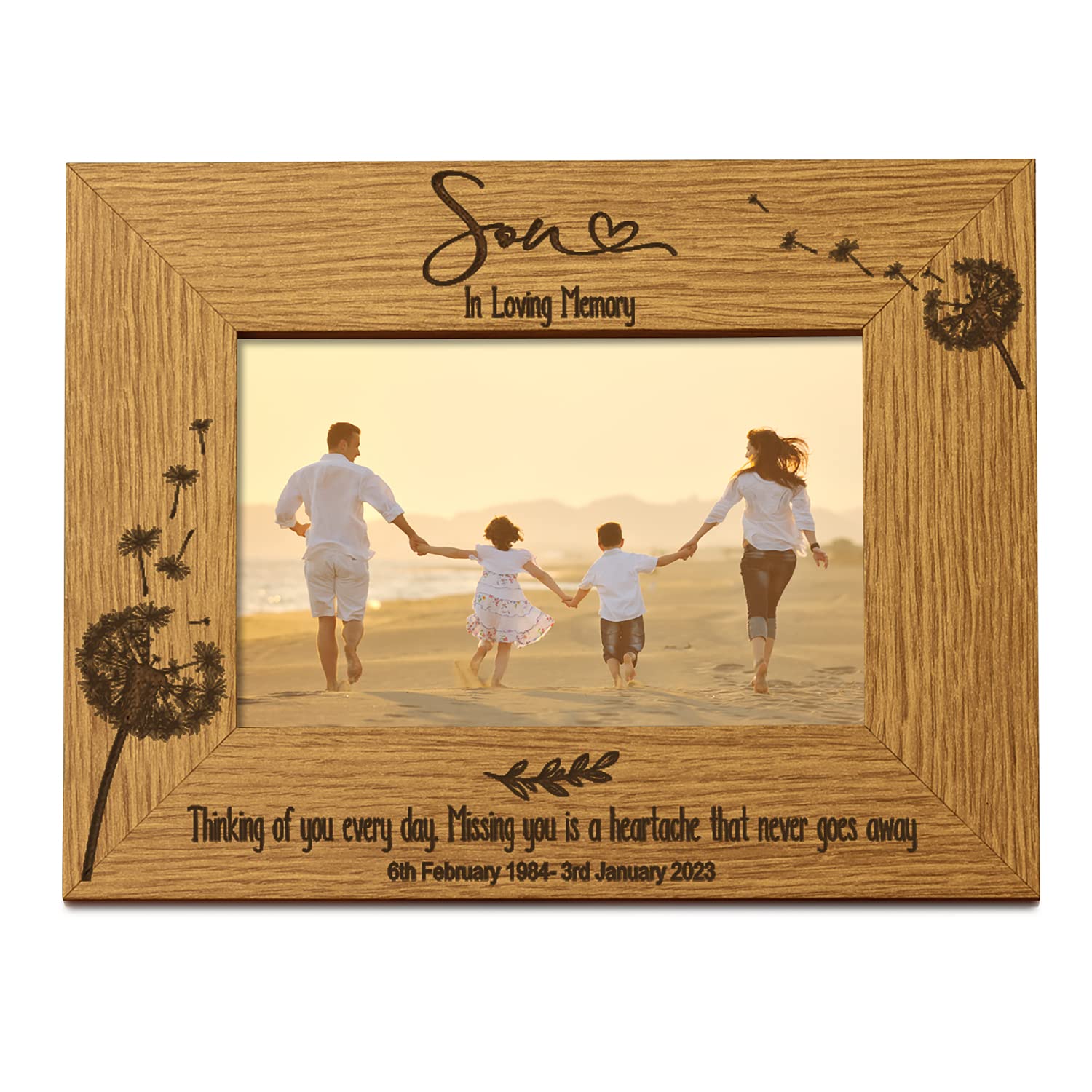 Son Remembrance Photo Frame Personalised Landscape With Dandelions