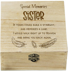 ukgiftstoreonline Sister In Loving Memory Engraved Wooden Keepsake Box Gift