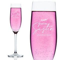 Personalised Sister Champagne Flute Prosecco Glass Gift