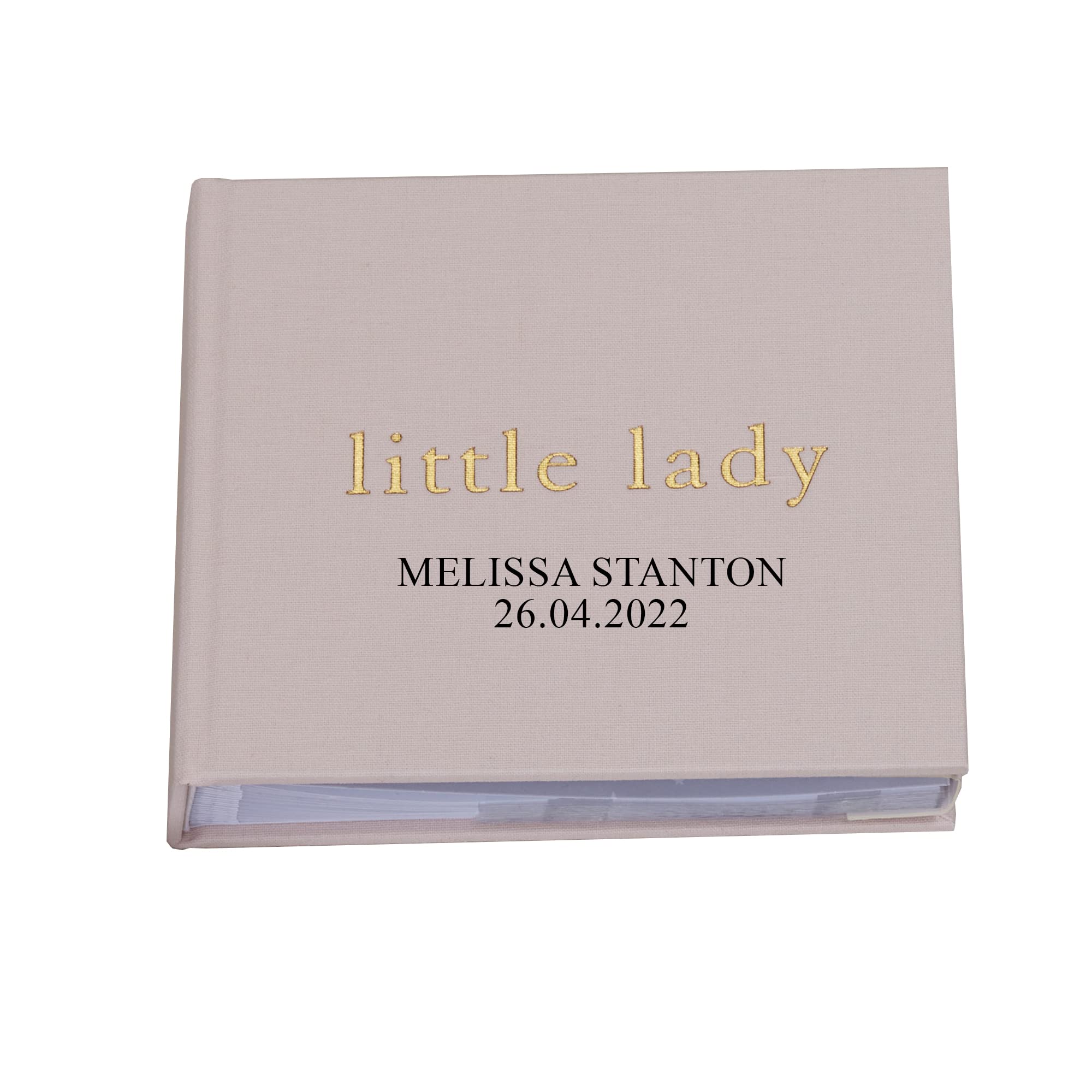 Personalised Baby Girl Light Pink Photo Album With Linen Cover
