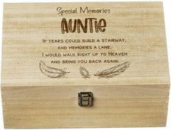 Auntie Remembrance Large Wooden Memory Keepsake Box Gift