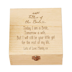 Personalised Father Of The Bride Wooden Keepsake Box Gift Engraved