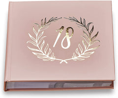 18th Birthday Pink Photo Album Gold Laurel Wreath