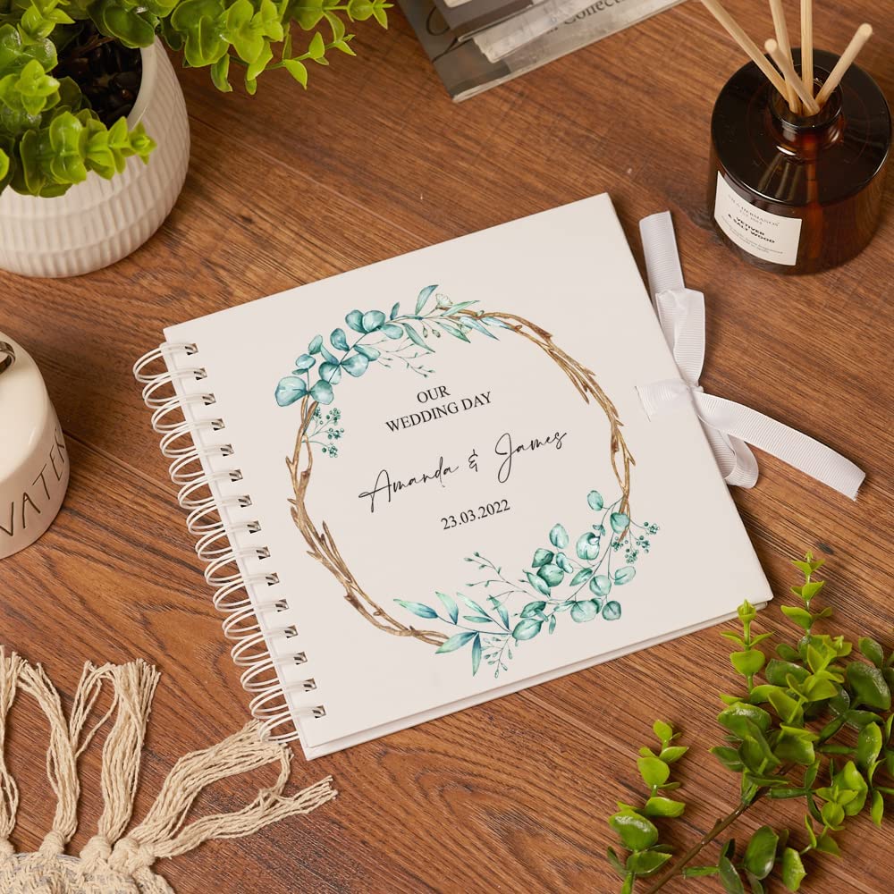 Personalised Wedding Guest Book, Photo Album, Scrapbook Sticks and Leaves Design