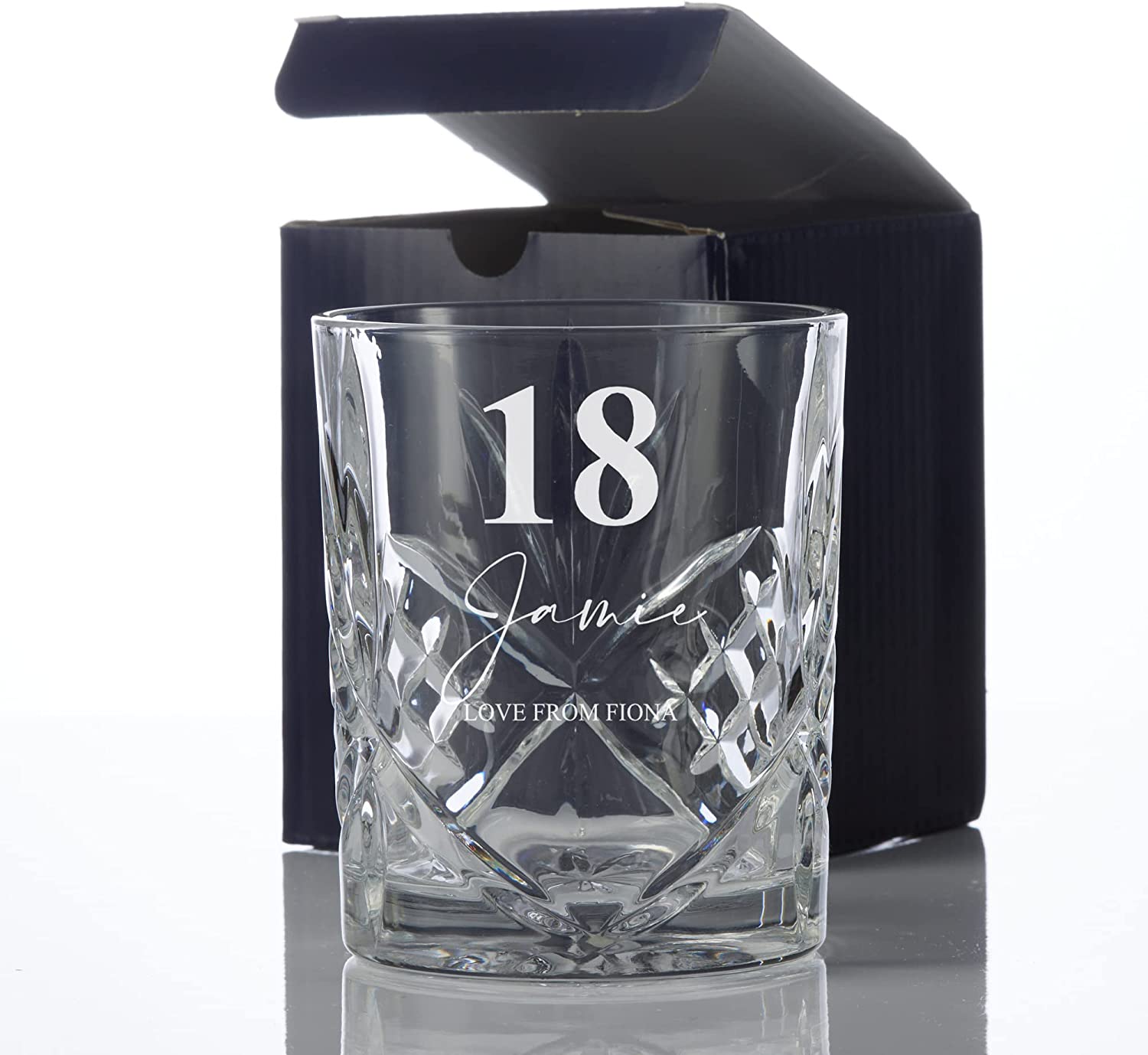 Engraved Personalised 18th Birthday Crystal Cut Whiskey Glass