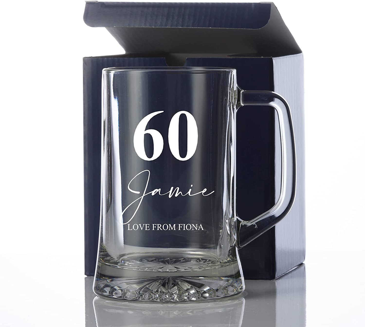 Personalised 60th Birthday Beer Glass Tankard Gift Boxed with Sentiment