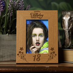 Happy 18th Birthday Portrait Photo Frame Star Design Gift