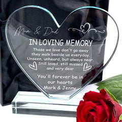 ukgiftstoreonline Personalised Mum and Dad In Loving Memory Remembrance Memorial Large Jade Glass Heart