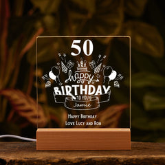 Personalised 50th Birthday LED Night Lamp Keepsake Gift Balloon Design