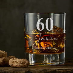 Engraved Personalised 60th Birthday Whiskey Glass Gift Boxed