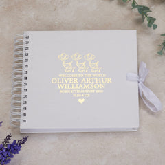 Personalised Baby Record Book, Scrapbook or Photo Album With Elephants