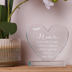 ukgiftstoreonline Personalised Nan Sentiment Gift Large Jade Glass Heart