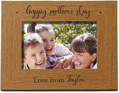 Personalised Happy Mothers Day Engraved Photo Frame Gift With Hearts