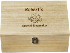 Personalised Large Wooden Baby Memory Keepsake Box Car Design