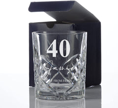 Engraved Personalised 40th Birthday Crystal Cut Whiskey Glass