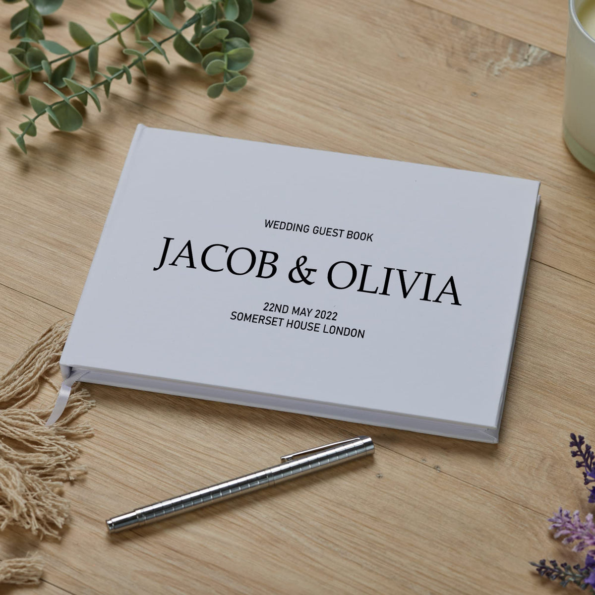 Personalised Modern Bold Script Wedding Lined Guest Book Printed 80 Pages