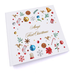 Personalised Baby's First Christmas Photo Album Gift Decorative Modern Design