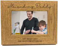 Personalised Me and My Daddy Photo Frame Gift Oak Wood Finish
