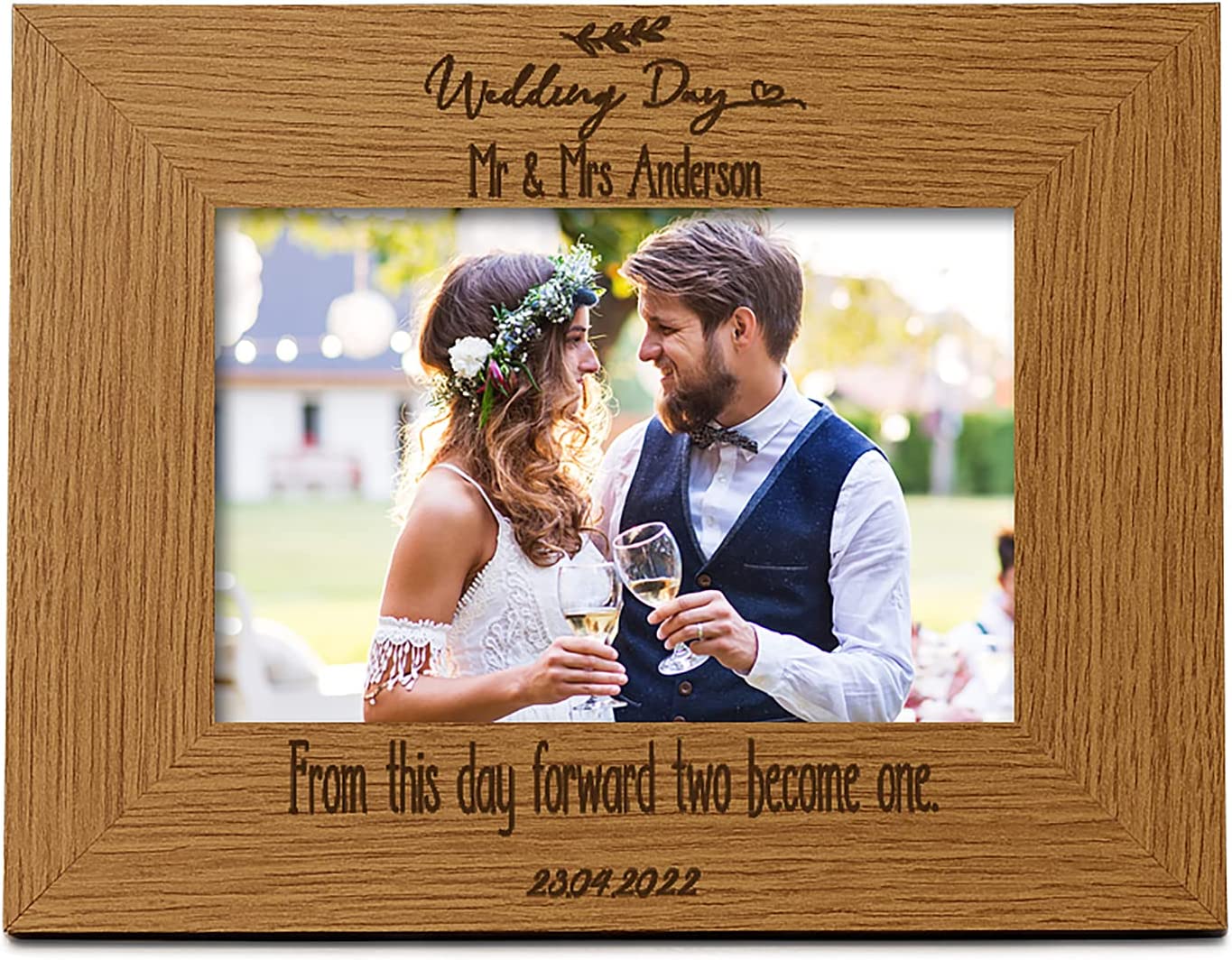 Personalised Wedding Day Photo Picture Frame Landscape With Sentiment