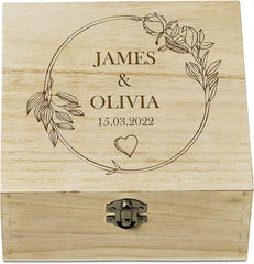 Personalised Wooden Keepsake Box Wedding Memory or Anniversary Engraved
