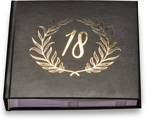 18th Birthday Black Photo Album Gold Laurel Wreath