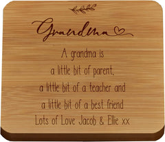 Personalised Grandma Sentiment Gift Wood Drink Coaster Gift