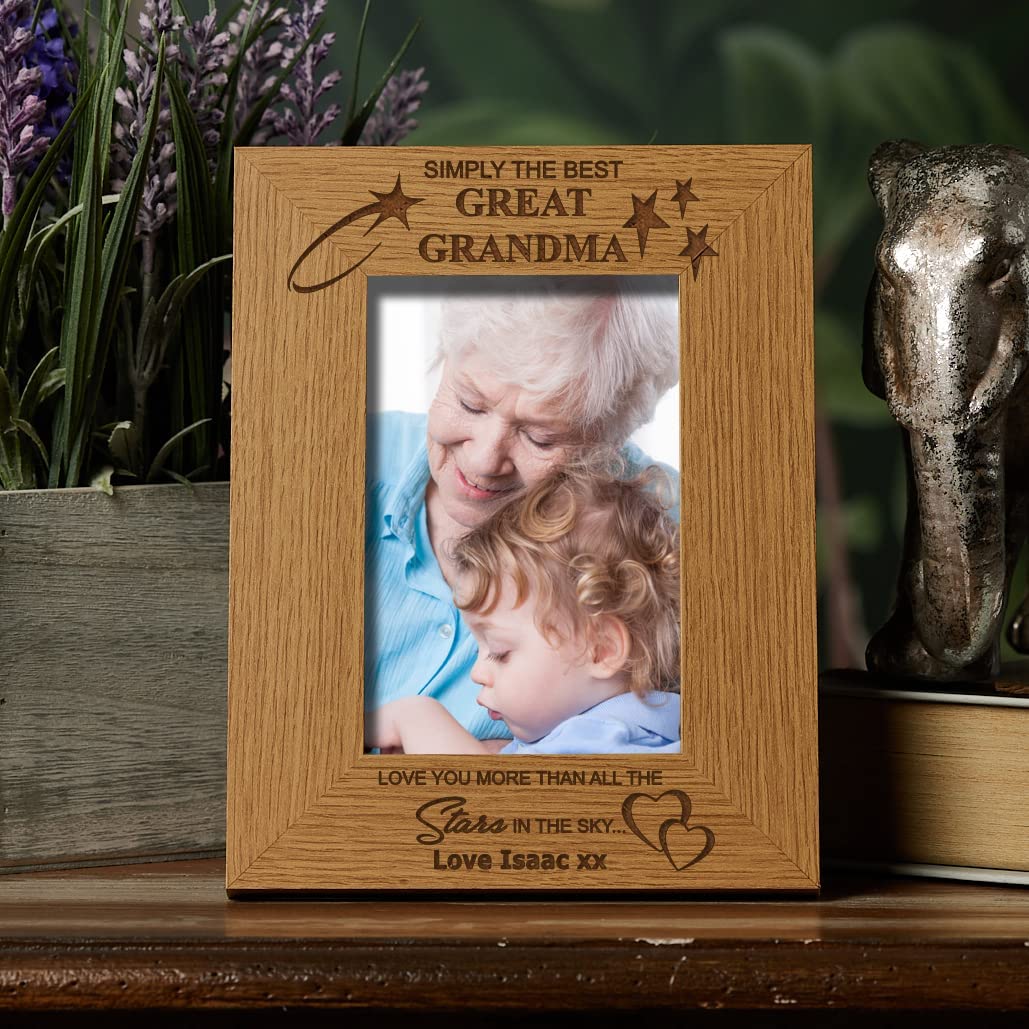 Personalised The Best Great Grandma Photo Picture Frame Oak Wood Finish - ukgiftstoreonline