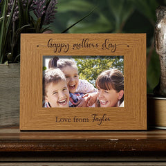Personalised Happy Mothers Day Engraved Photo Frame Gift With Hearts