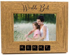 Wooden Engraved Mum Photo Picture Frame Gift Idea Worlds Best Mummy