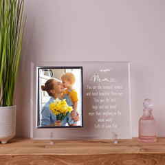Personalised Mum Engraved Glass Photo Frame In Lined Gift Box