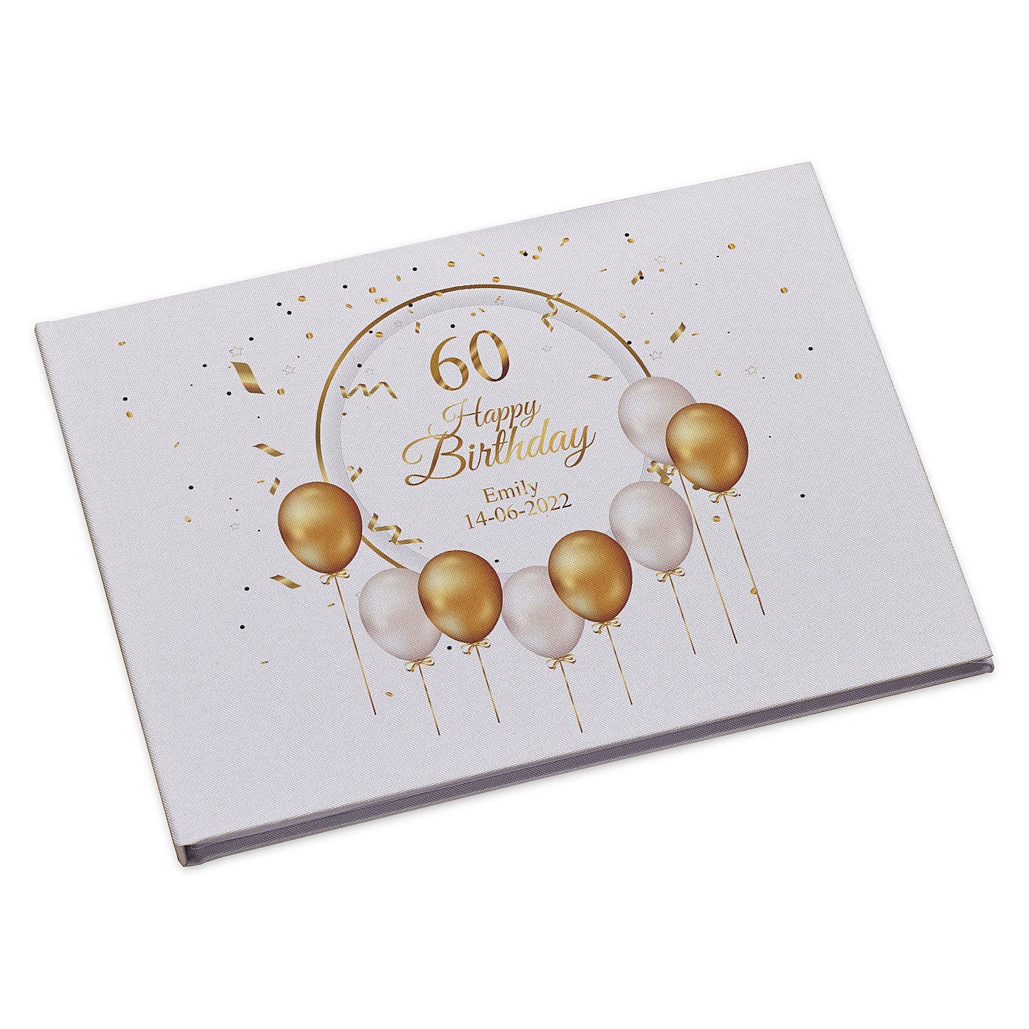 Personalised Large A4 60th Birthday Linen Guest Book Hard Cover 80 Pages